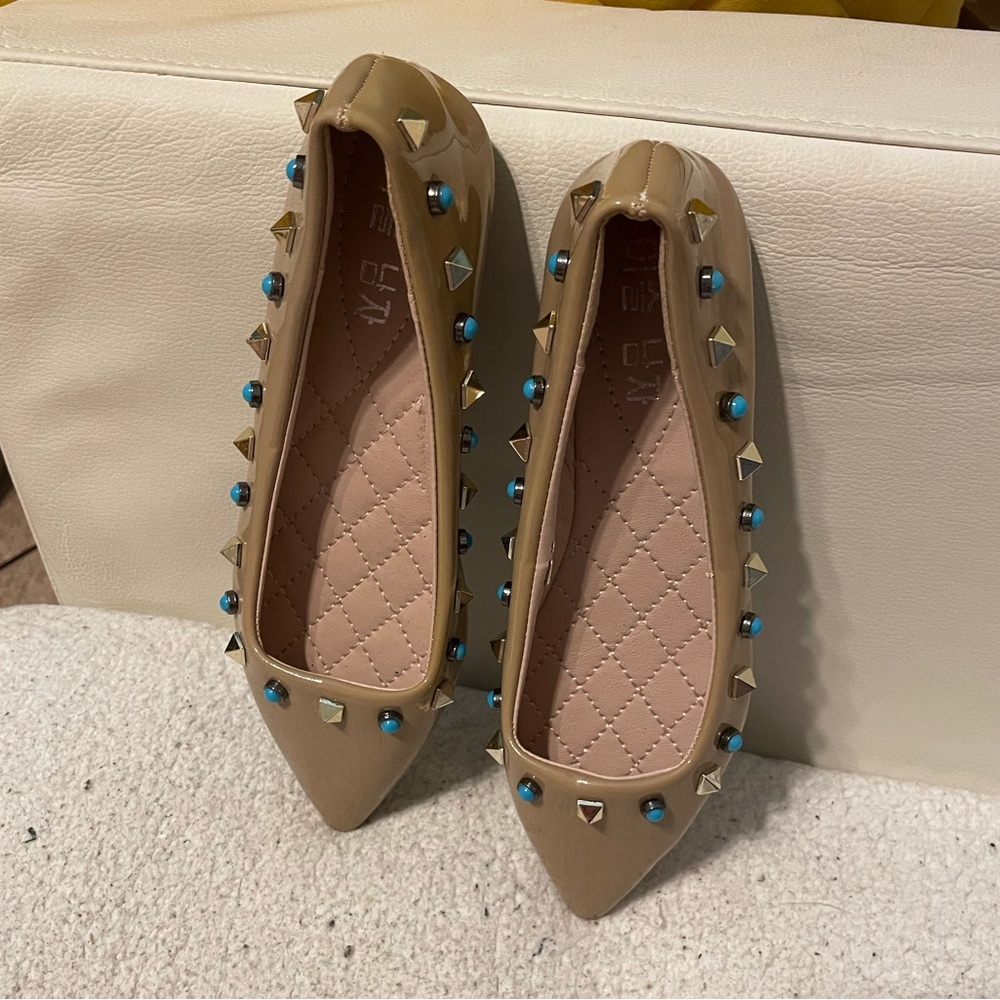 Tan Studded Flats size 5